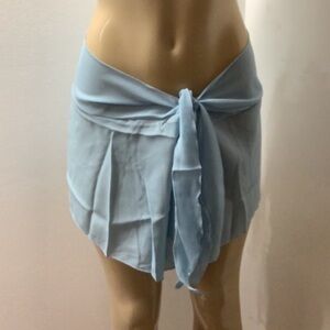 Lago Mar Light Blue Ruffle Lettuce Trim Sarong NWT Made in USA